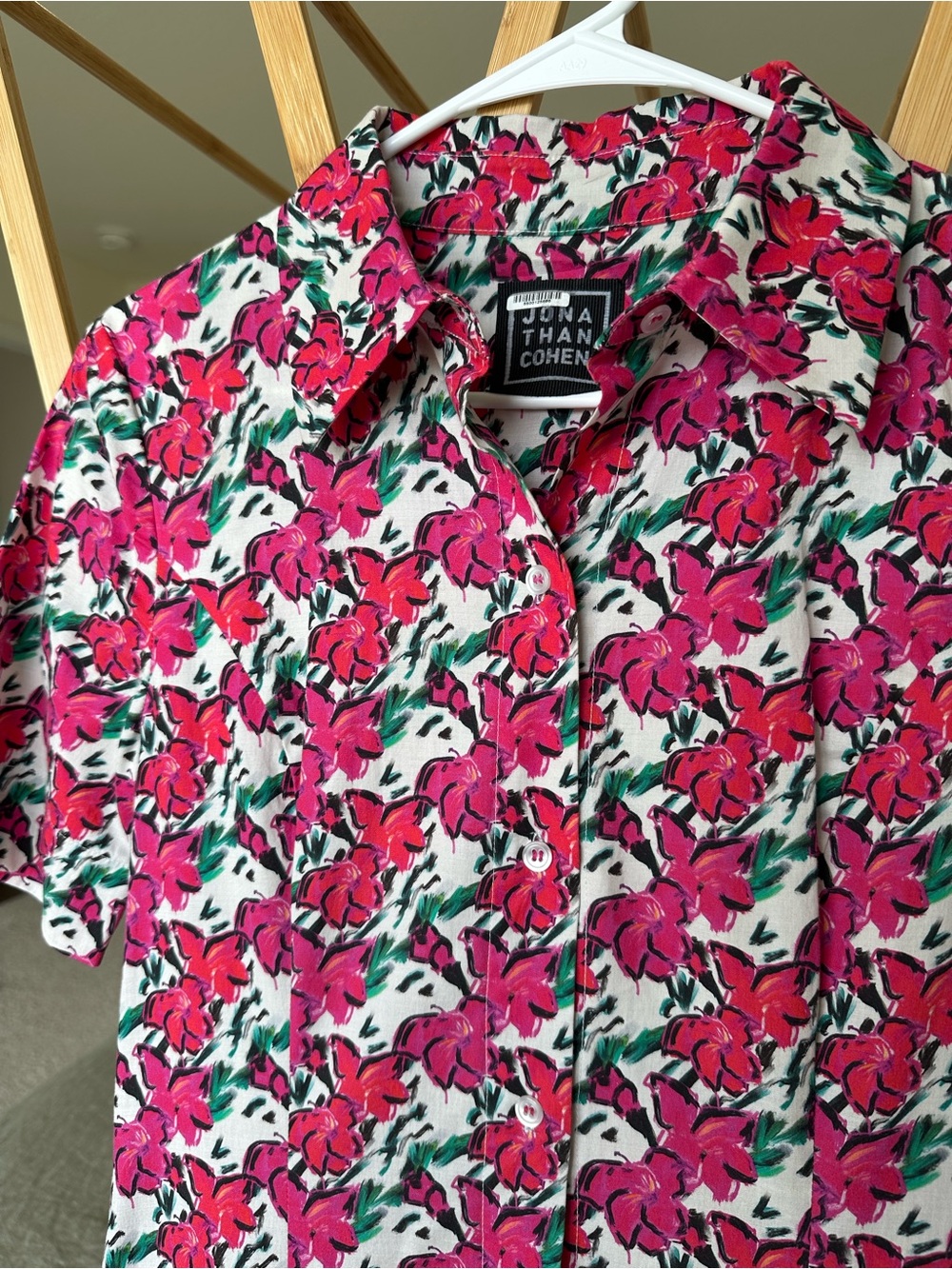 Jonathan Cohen Floral Pink Short-Sleeve Shirt Dress Small - Picture 5 of 8